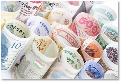 摄图网-一卷一卷的外币钞票